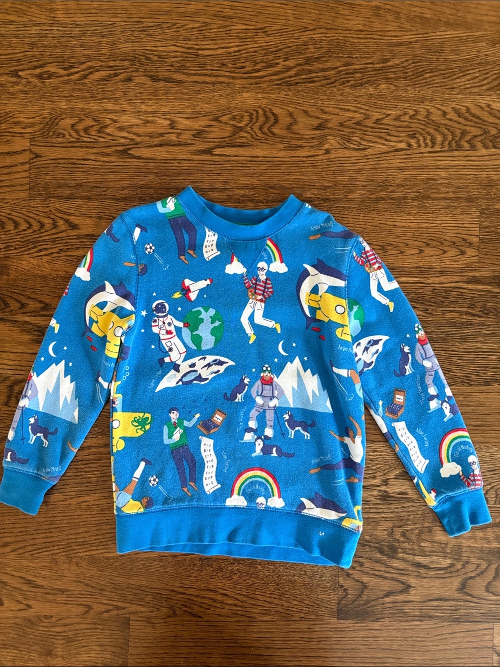Mini Boden Blue Adventure Scene Crewneck Sweatshirt